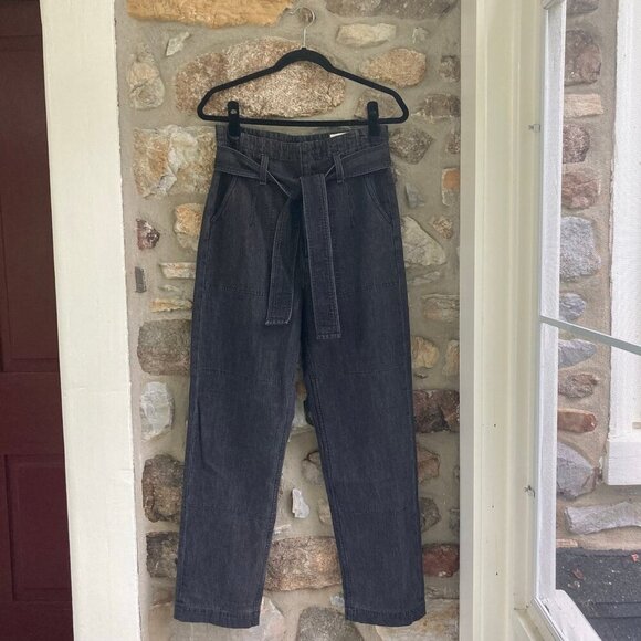 NWT Rag & Bone Darted High Rise Paper Bag Pants in Washed Black Womens 25 - Picture 3 of 11